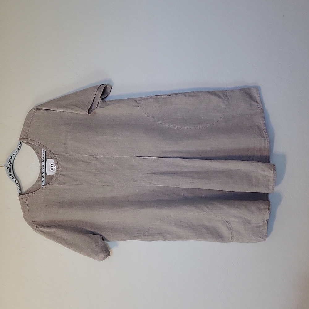 Flax by Jeane Engelhart Oatmeal Dress With Pockets Tag Size Large